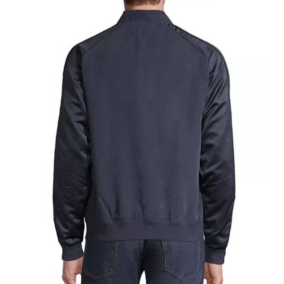 John Varvatos Star USA Men's Long Sleeve Satin Bomber Jacket Pacific Blue - Picture 2 of 8